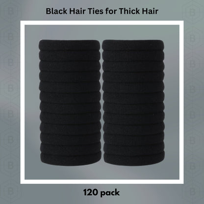 Premium Black Hair Ties (120 Pack)